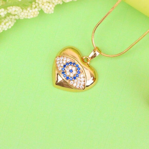 "Heart Shape Evil Eye Pendant in Rose Gold Finish, XPPT1576 - Picture 11 of 13